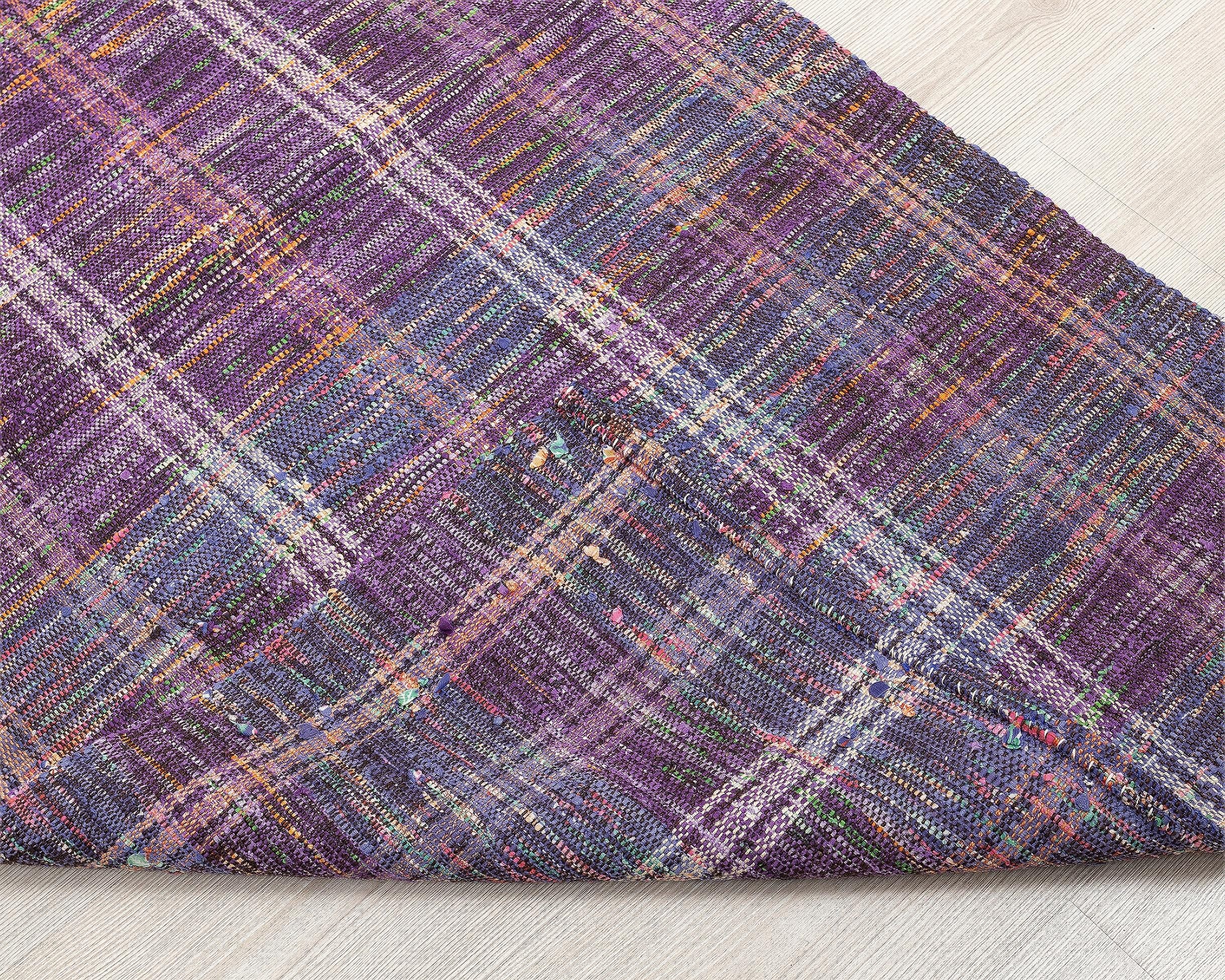 3x10 Handmade Turkish Wool Runner Rug - Purple Blue Vintage Kilim Hallway Rug