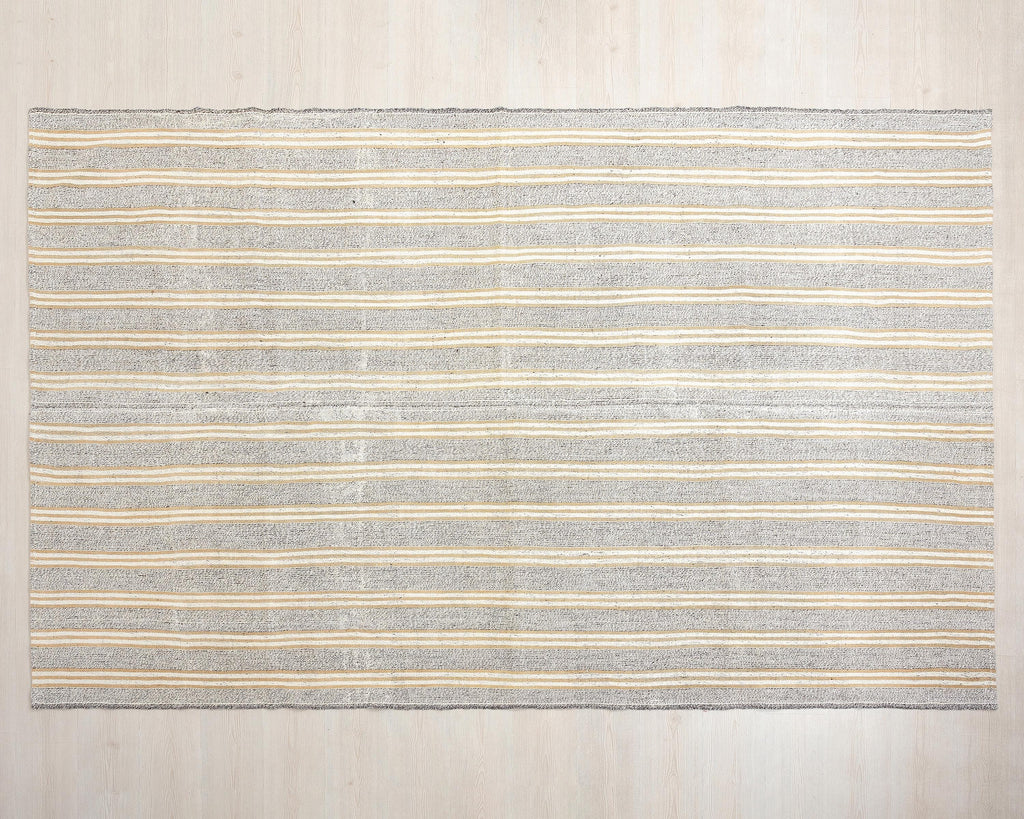 7 x 10 Handwoven Gray Wool Kilim Rugs.