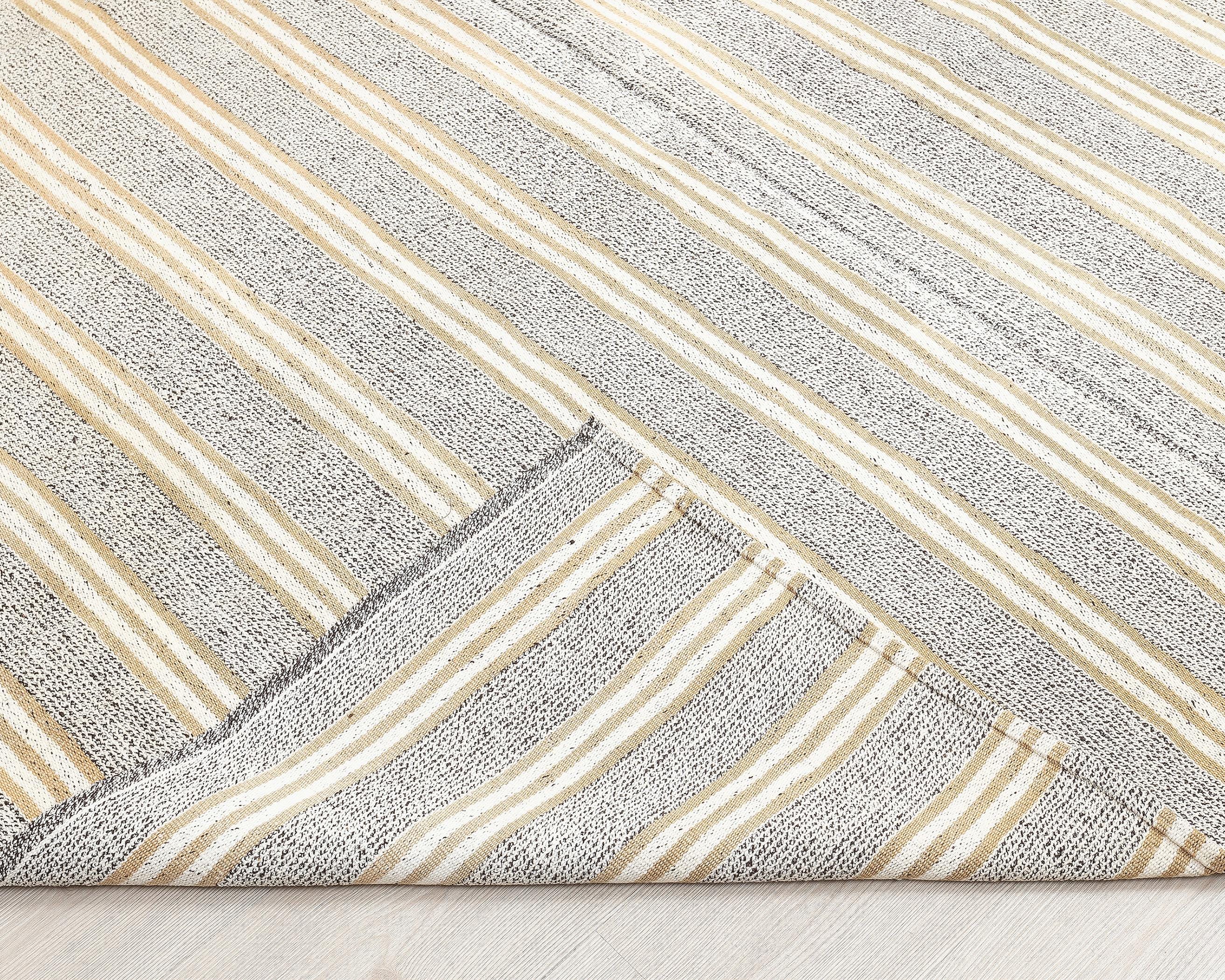 7 x 10 Handwoven Gray Wool Kilim Rugs.