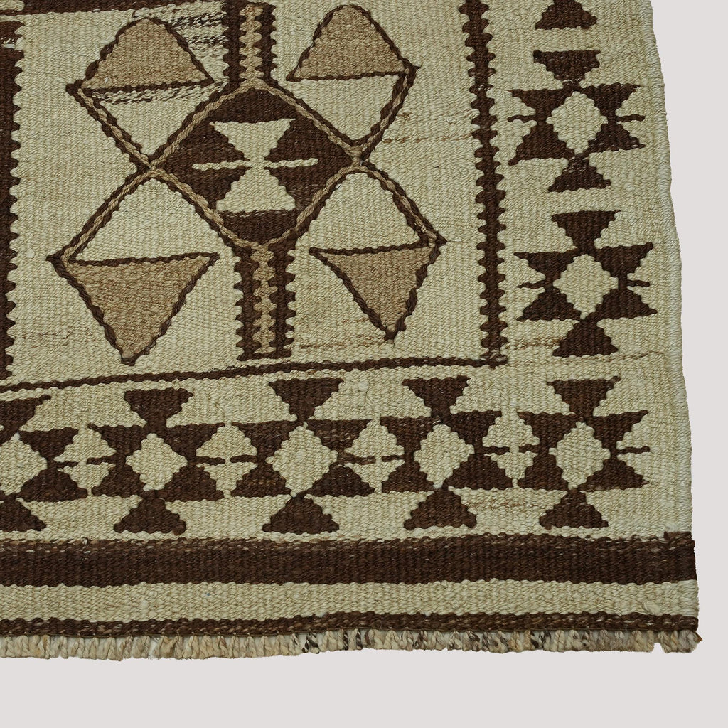 3x11 Beige Vintage Turkish Runner Rug | Antique Wool Runner for Farmhouse Entryway