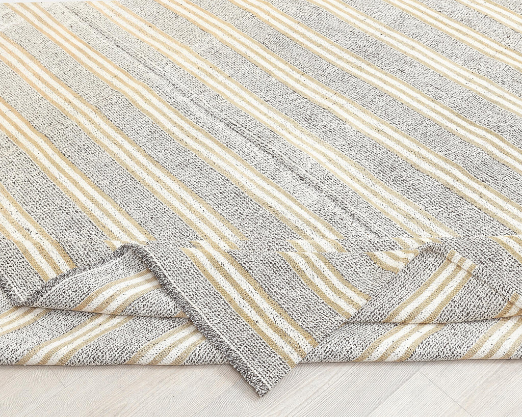 7 x 10 Handwoven Gray Wool Kilim Rugs.