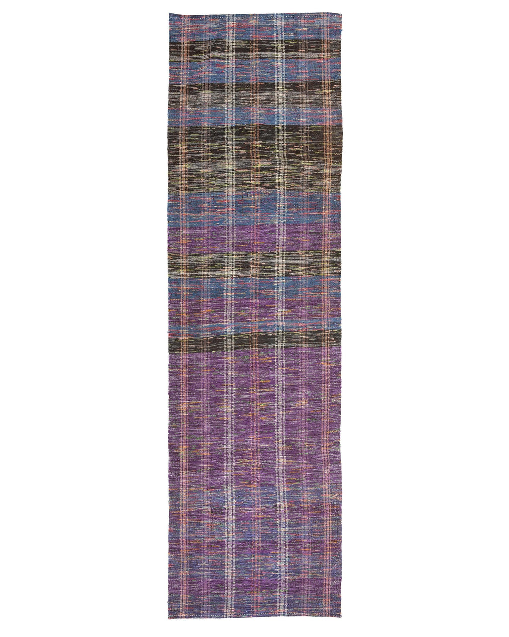 3x10 Handmade Turkish Wool Runner Rug - Purple Blue Vintage Kilim Hallway Rug