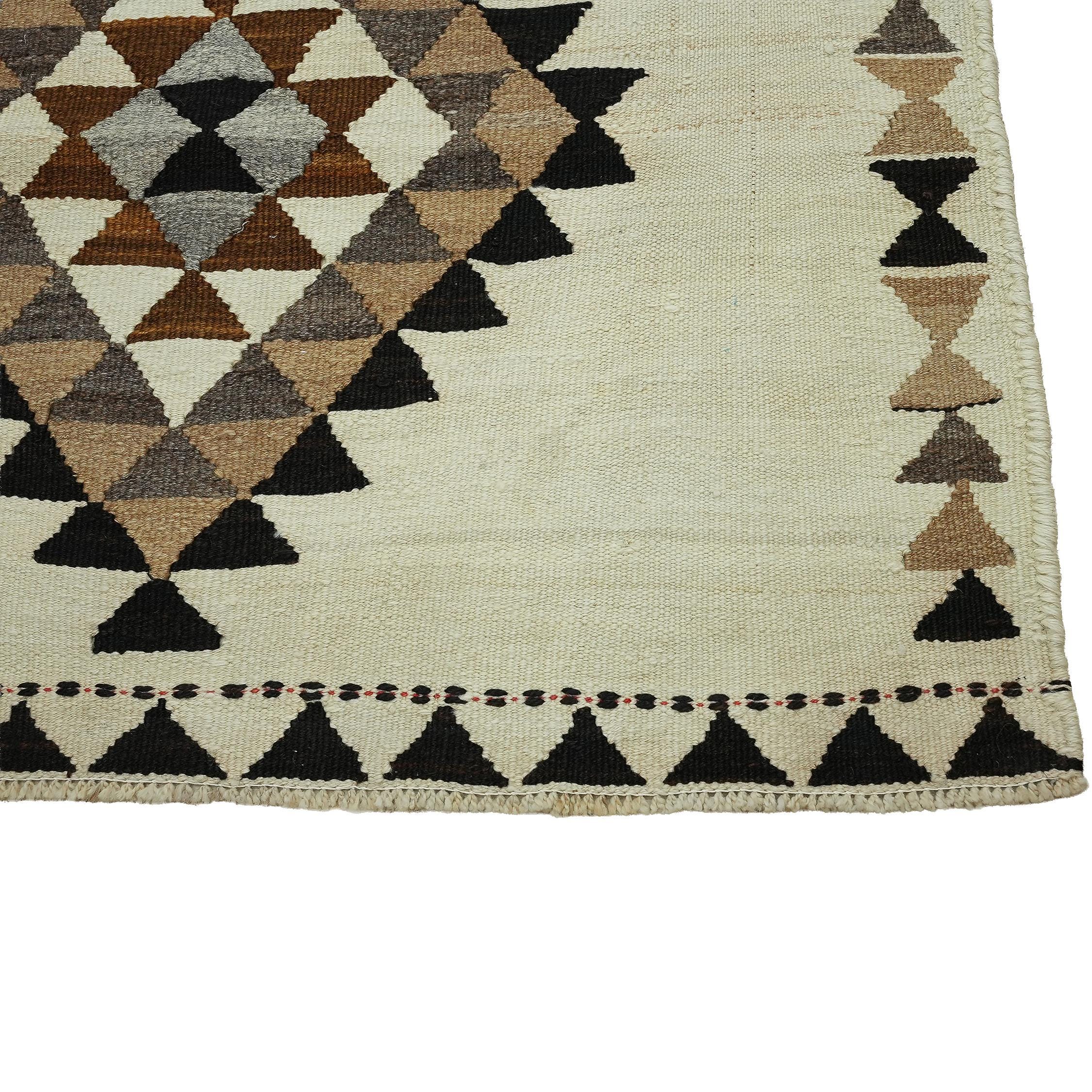 4x11 Handwoven Vintage Turkish Wool Kilim - Antique Oushak Design - Tribal Runner Carpet.