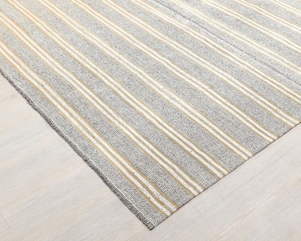 7 x 10 Handwoven Gray Wool Kilim Rugs.