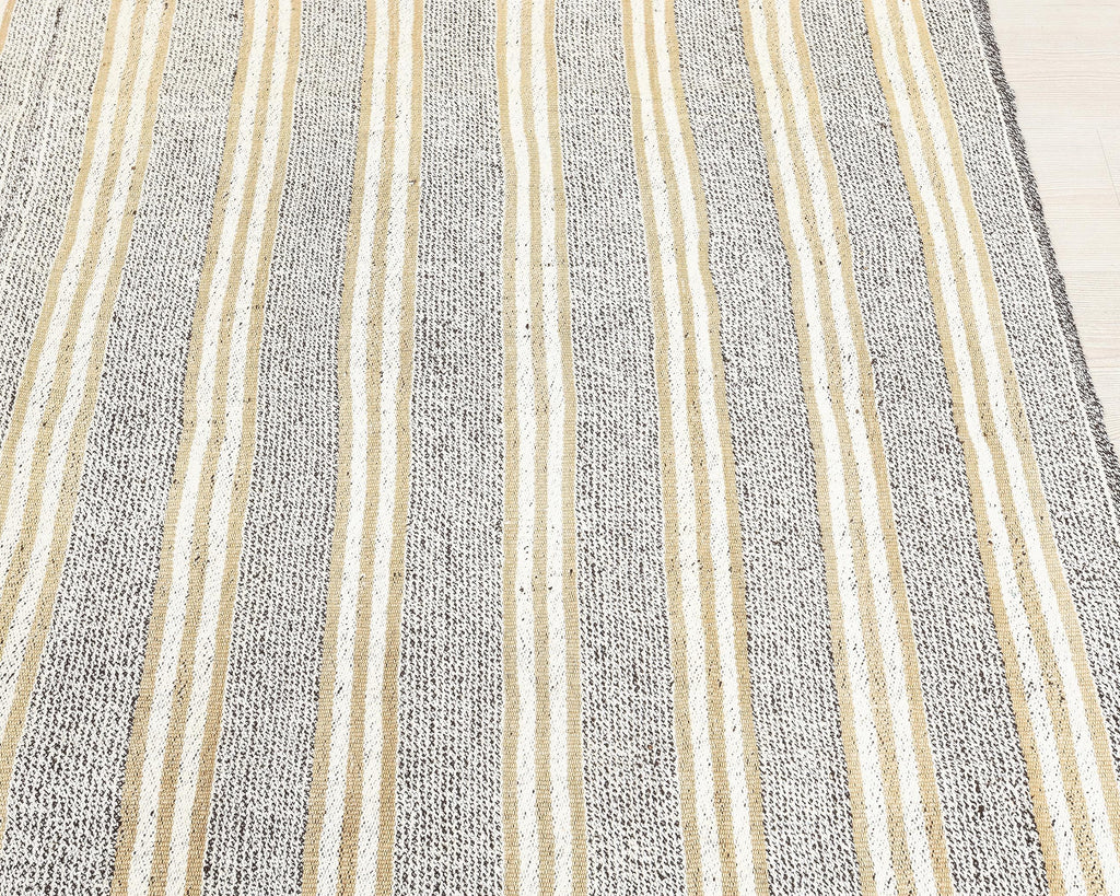 7 x 10 Handwoven Gray Wool Kilim Rugs.