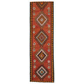3x10 Rust Red Vintage Turkish Kilim Runner Rug - Handwoven Wool Geometric Tribal Hallway Rug