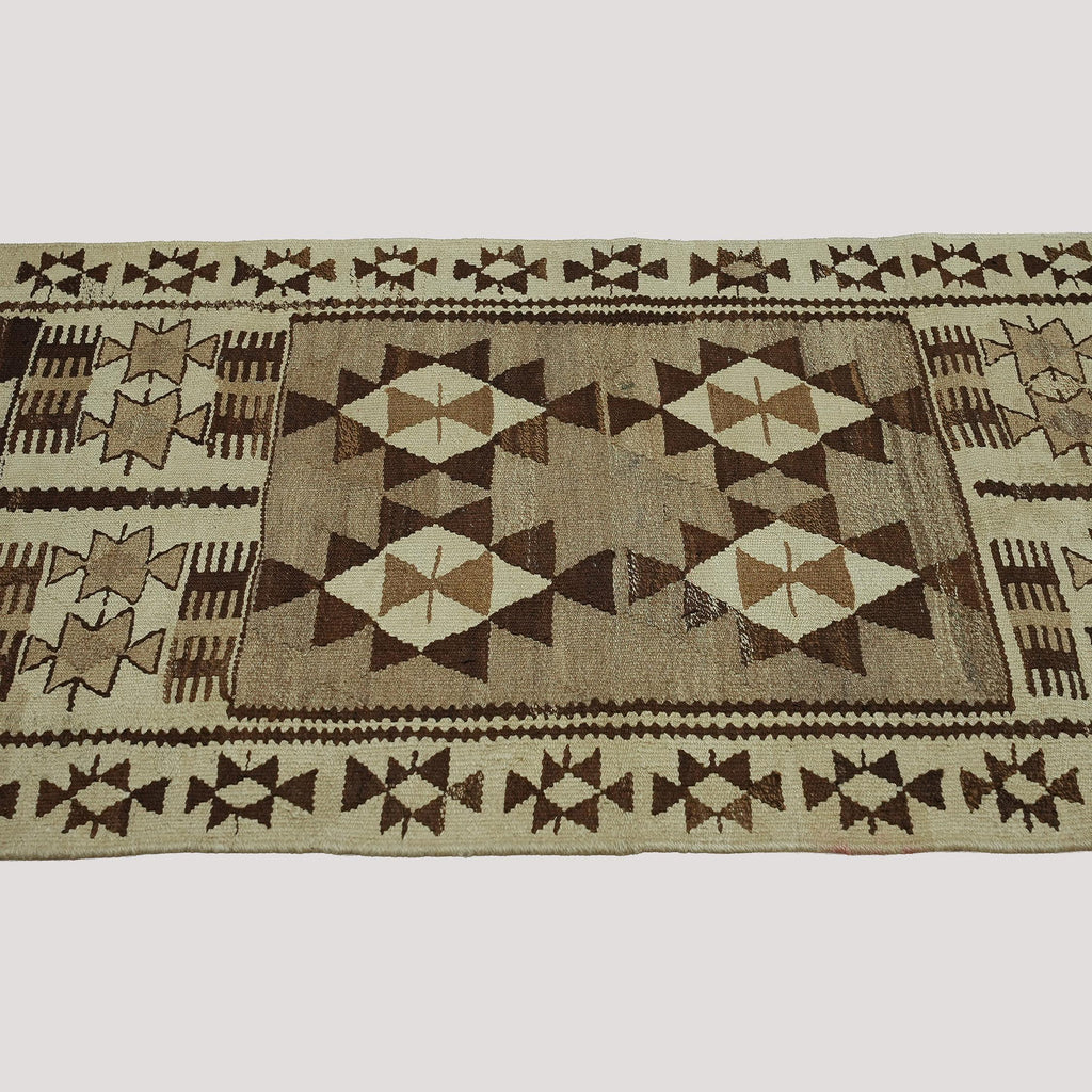 3x11 Beige Vintage Turkish Runner Rug | Antique Wool Runner for Farmhouse Entryway
