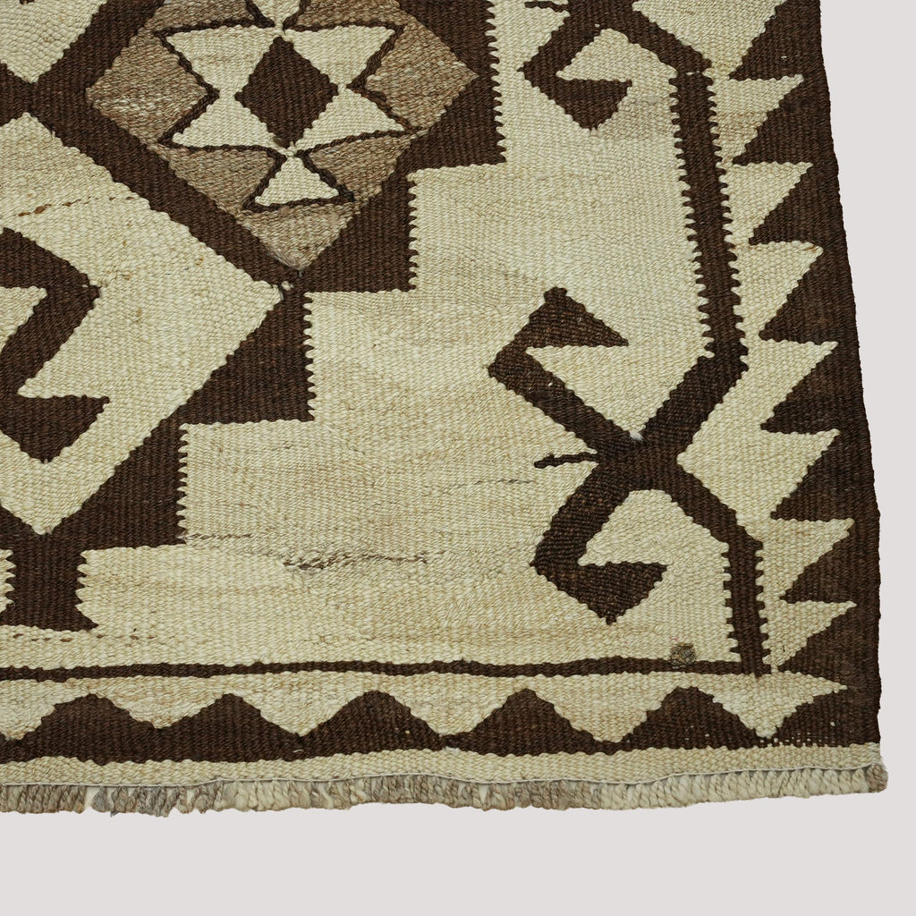 Vintage Turkish Kilim Runner Rug – Handwoven Geometric Tribal Hallway Carpet